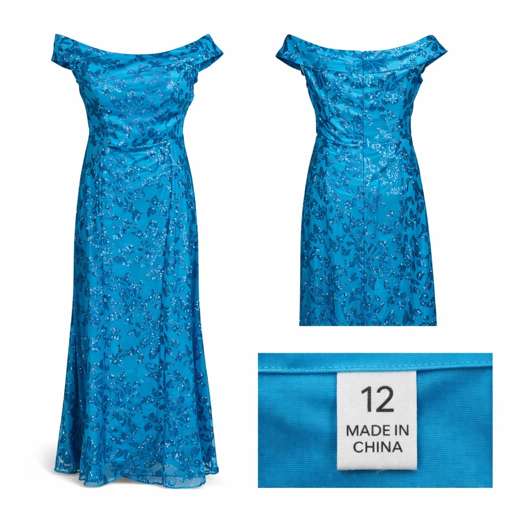 Elegant Blue Floral Women's Dress